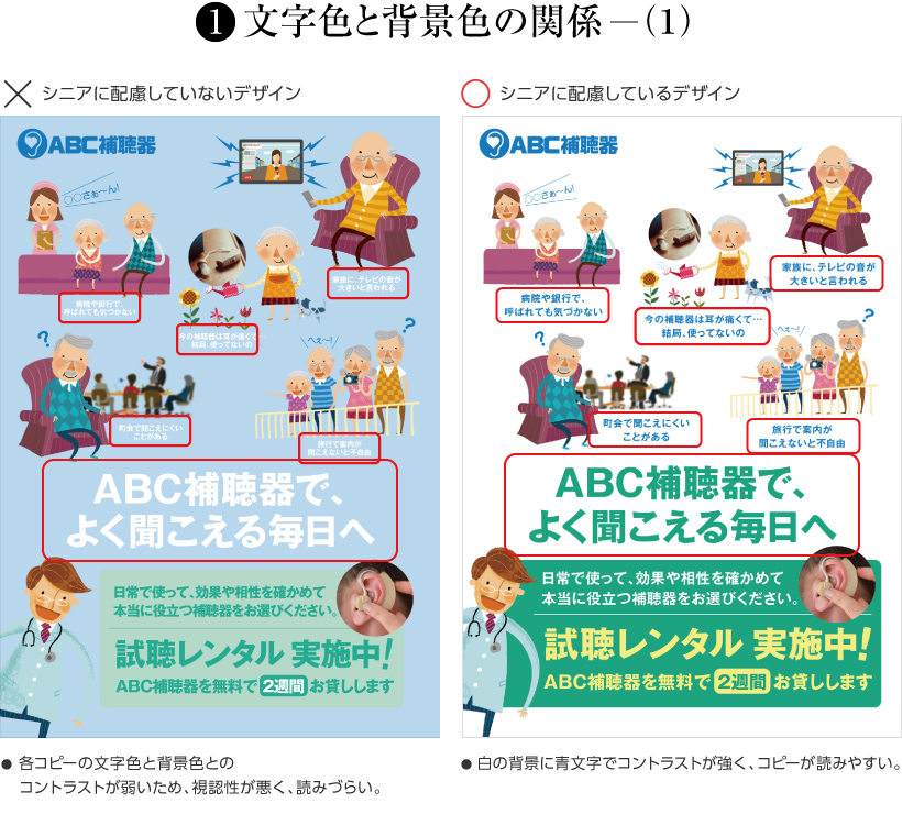 1)文字色と背景色の関係 (1)